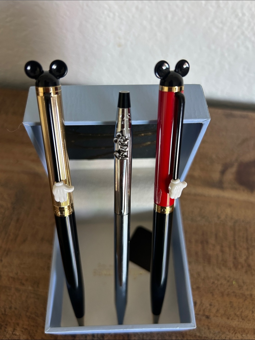 Set of Three Decorative Ball-Top Pens - Black, Red, Silver all 3 Disney Mickey - Picture 2 of 3